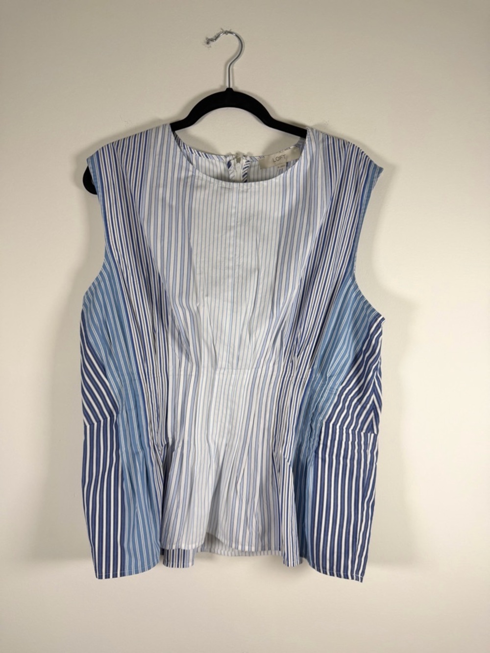 LOFT Striped Sleeveless Peplum Top in White and Blue